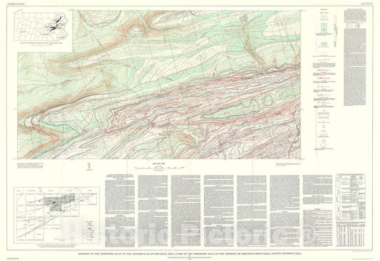Map : Geology of the northern half of the Minersville quadrangle and part of the northern half of the Tremont quadrangle, Schuylkill County, Pennsylvania, 1958 Cartography Wall Art :