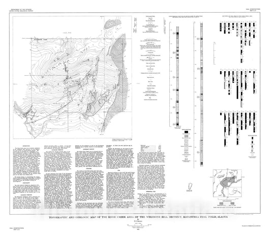 Map : Topographic and geologic map of the Knob Creek area of the Wishbone Hill district Matanuska coal field, Alaska, 1962 Cartography Wall Art :