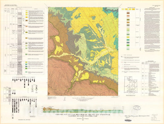 Map : Geologic map and coal resources of the Seep Flat quadrangle, Garfield and Kane Counties, Utah, 1973 Cartography Wall Art :