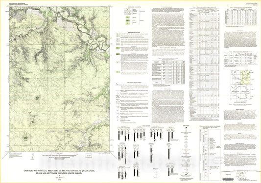 Map : Geologic map and coal resources of the White Butte NE quadrangle, Stark and Hettinger Counties, North Dakota, 1975 Cartography Wall Art :