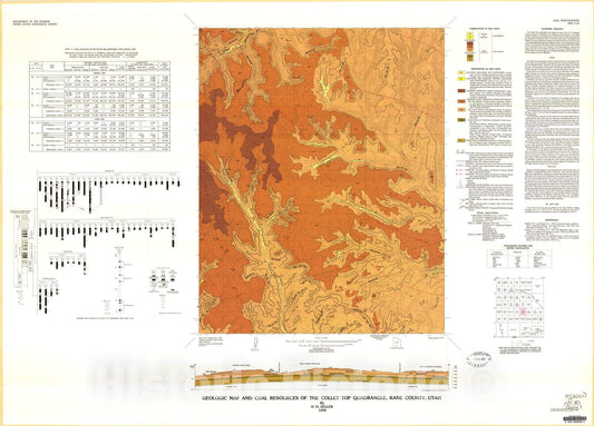 Map : Geologic map and coal resources of the Collet Top quadrangle, Kane County, Utah, 1978 Cartography Wall Art :