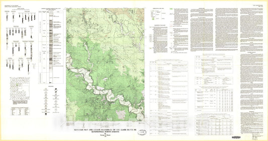 Map : Geologic map and lignite resources of the Clark Butte NE quadrangle, North Dakota, 1980 Cartography Wall Art :