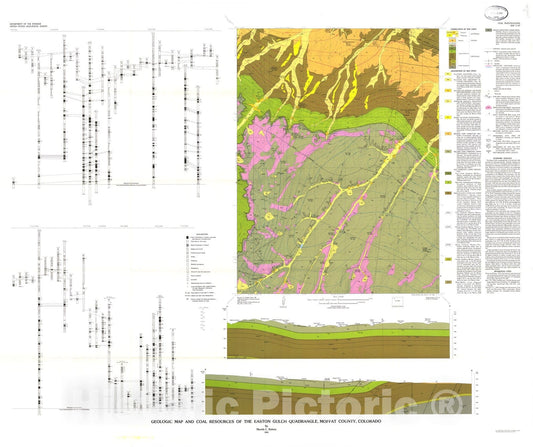 Map : Geologic map and coal resources of the Easton Gulch quadrangle, Moffat County, Colorado, 1981 Cartography Wall Art :