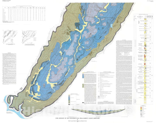 Map : Coal geology of the Castleman coal field, Garrett County, Maryland, 1985 Cartography Wall Art :