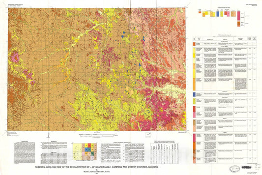 Map : Surficial geologic map of the Gillette 30' x 60' quadrangle, Campbell and Crook Counties, Wyoming, 1987 Cartography Wall Art :