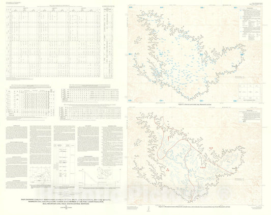 Map : Maps showing coal-split boundaries, isopachs of coal splits, coal resources, and coal quality--Mammoth coal bed, Paleocene Tongue, 1988 Cartography Wall Art :