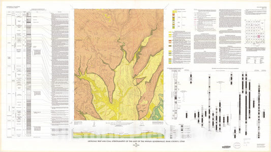 Map : Geologic map and coal stratigraphy of the East of the Navajo quadrangle, Kane County, Utah, 1990 Cartography Wall Art :