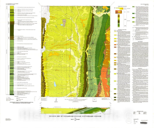 Map : Geologic map of the Elkol quadrangle, southwestern Wyoming, 1992 Cartography Wall Art :