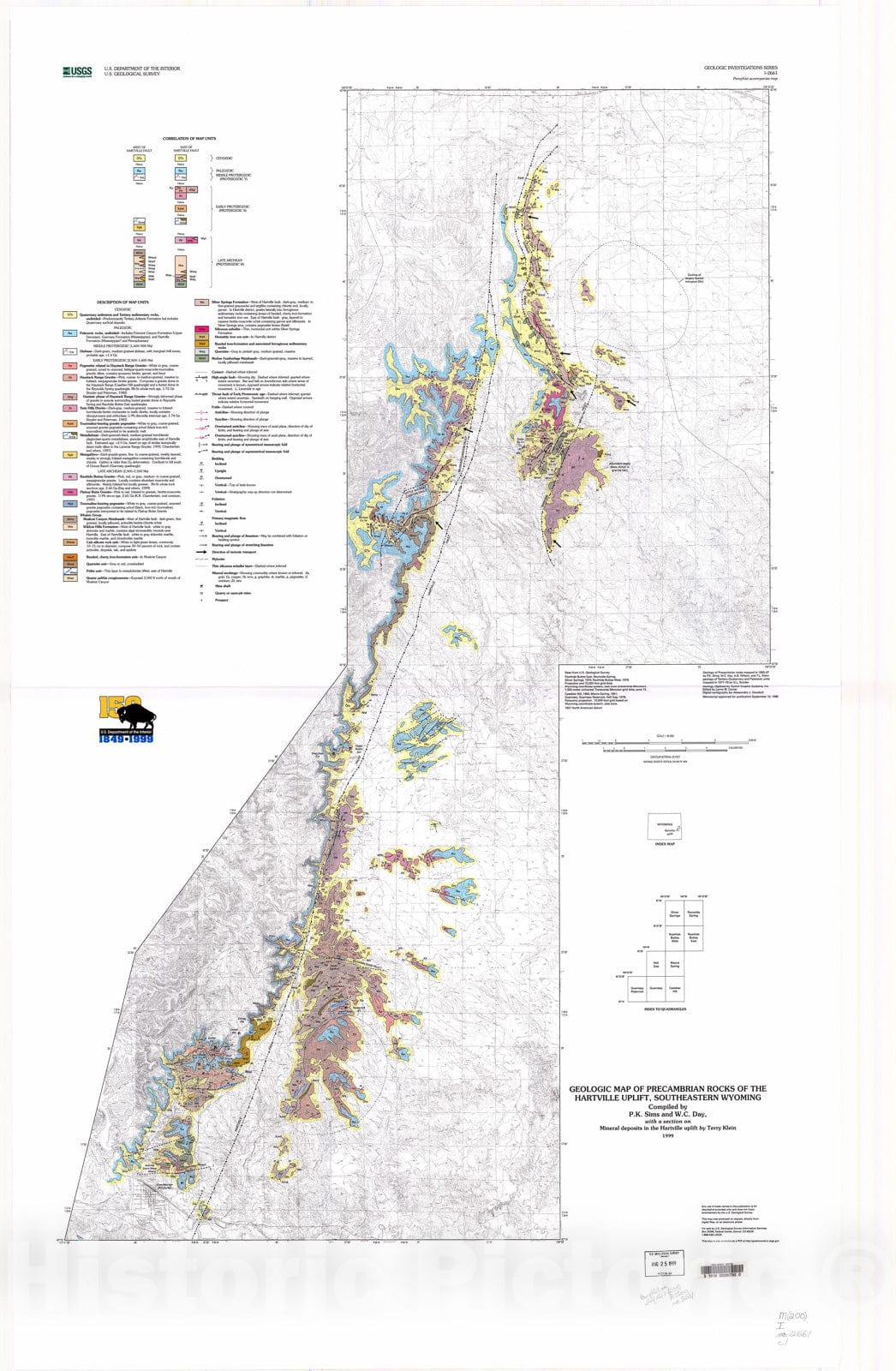 Map : Geologic map of Precambrian rocks of the Hartville uplift, southeastern Wyoming, with a section on mineral deposits in the Hartville uplift, 1999 Cartography Wall Art :