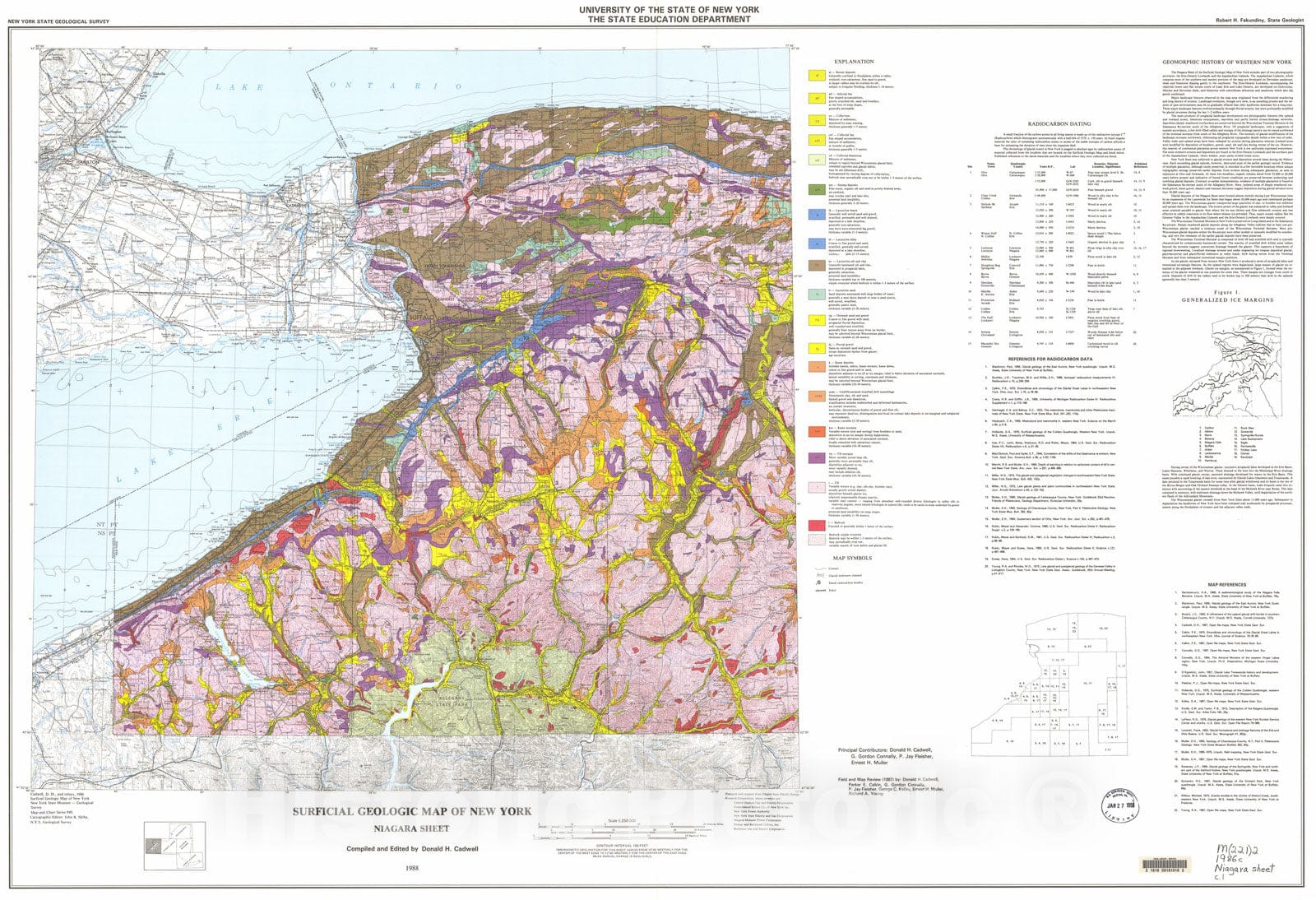 Map : Surficial geologic map of New York, 1991 Cartography Wall Art :