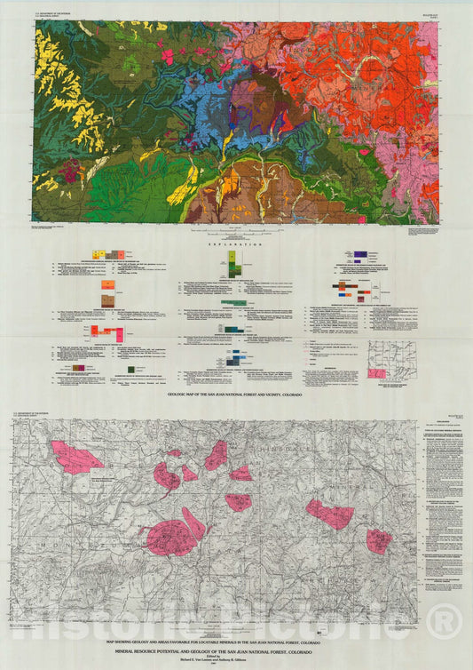 Map : Mineral resources potential and geology of the San Juan National Forest, Colorado, with a section on salable minerals, 1997 Cartography Wall Art :