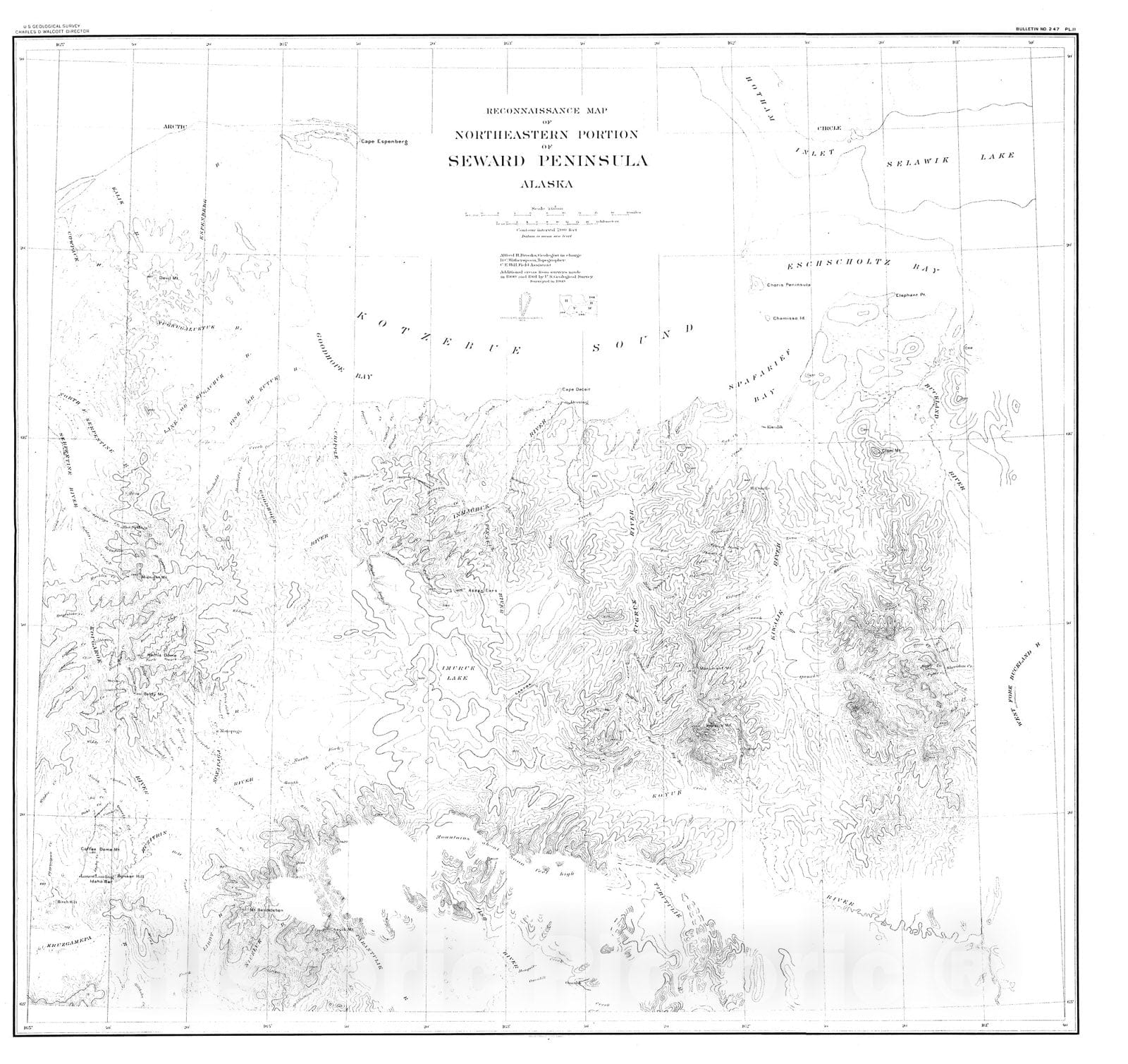 Map : The Fairhaven gold placers, Seward Peninsula, Alaska, 1905 Cartography Wall Art :