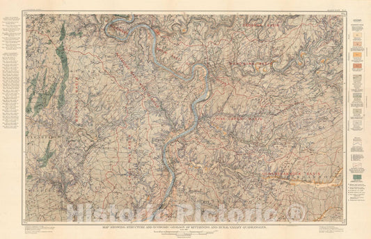 Map : Economic geology of the Kittanning and Rural Valley quadrangles, Pennsylvania, 1906 Cartography Wall Art :