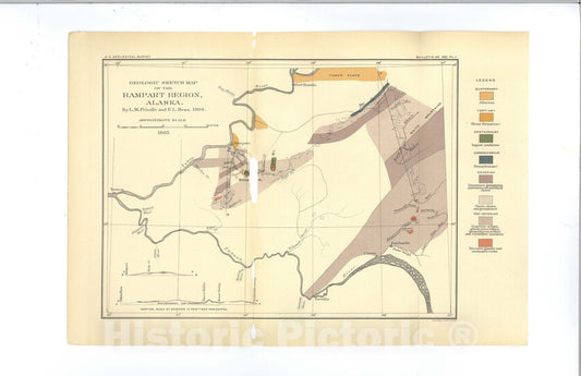 Map : The Rampart gold placer region, Alaska, 1906 Cartography Wall Art :