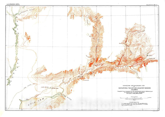 Map : A reconnaissance of the Matanuska coal field, Alaska in 1905, 1906 Cartography Wall Art :