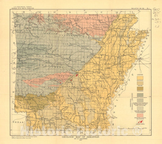 Map : The clays of Arkansas, 1908 Cartography Wall Art :