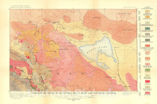 Map : Geology of the Taylorsville region, California, 1908 Cartography Wall Art :