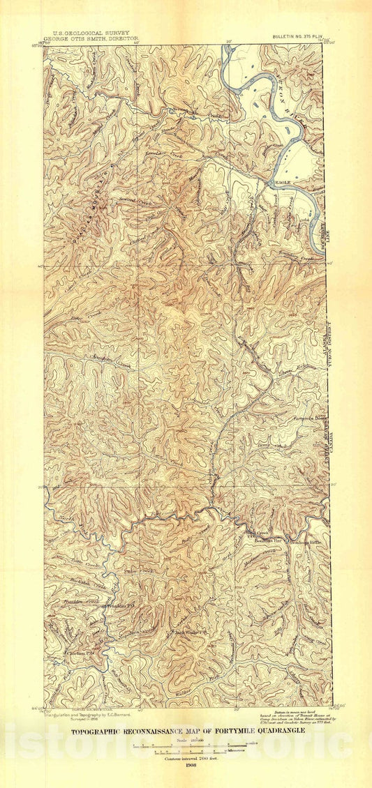 Map : The Fortymile quadrangle, Yukon - Tanana region, Alaska, 1909 Cartography Wall Art :