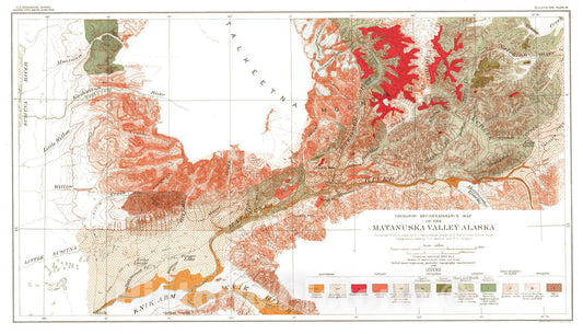 Map : Geology and coal fields of the lower Matanuska Valley, Alaska, 1912 Cartography Wall Art :