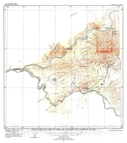 Map : A geologic reconnaissance of a part of the Rampart quadrangle, Alaska, 1913 Cartography Wall Art :