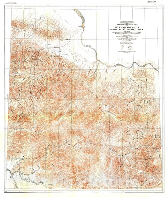 Map : A geologic reconnaissance of the Circle quadrangle, Alaska, 1913 Cartography Wall Art :