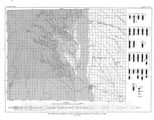 Map : Coal resources of part of northeastern Missouri, 1914 Cartography Wall Art :