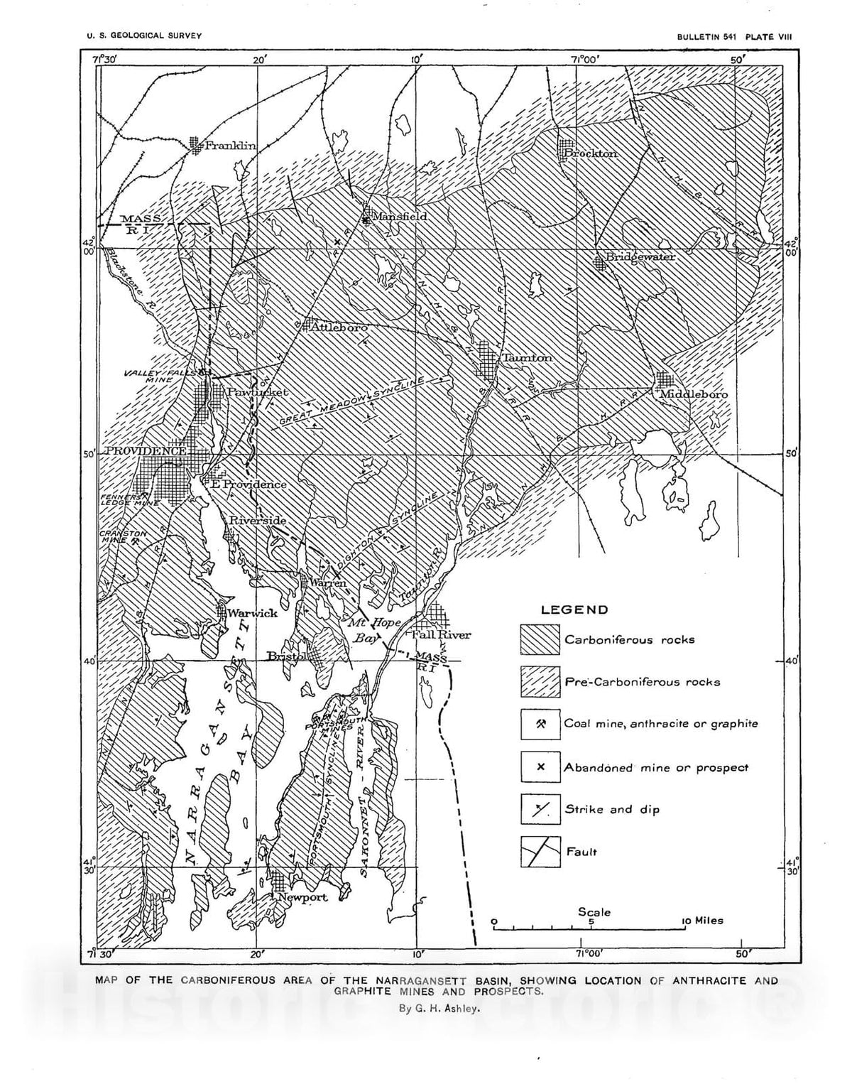 Map : Rhode Island anthracite, 1914 Cartography Wall Art :