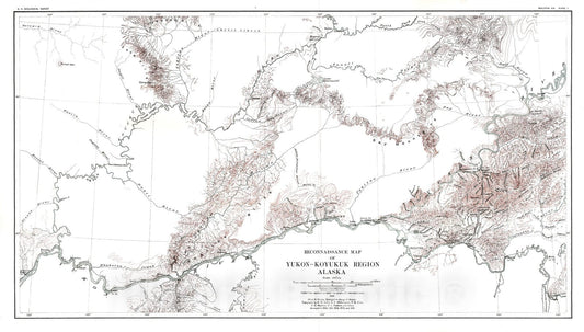 Map : The Yukon - Koyukuk region, Alaska, 1916 Cartography Wall Art :