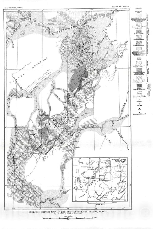 Map : Mineral resources of the Ruby - Kuskokwim region, 1916 Cartography Wall Art :