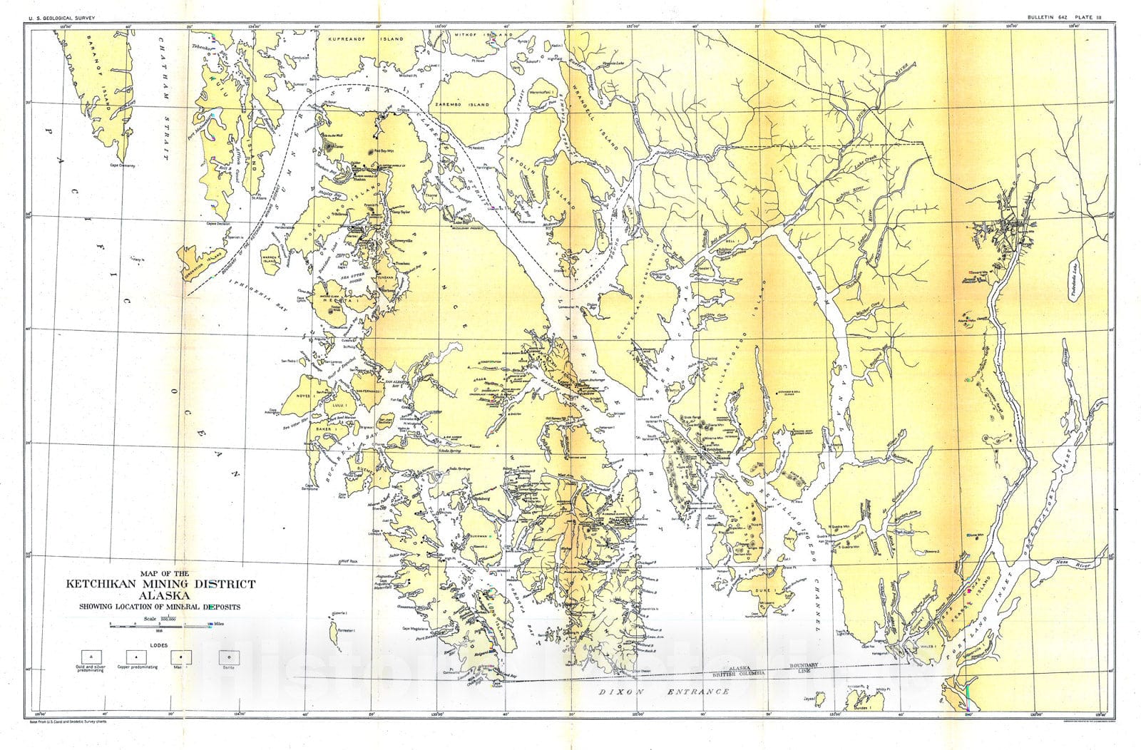 Map : Mining developments in southeastern Alaska [Ketchikan mining district], 1916 Cartography Wall Art :