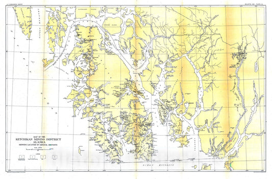 Map : Mining developments in southeastern Alaska [Ketchikan mining district], 1916 Cartography Wall Art :