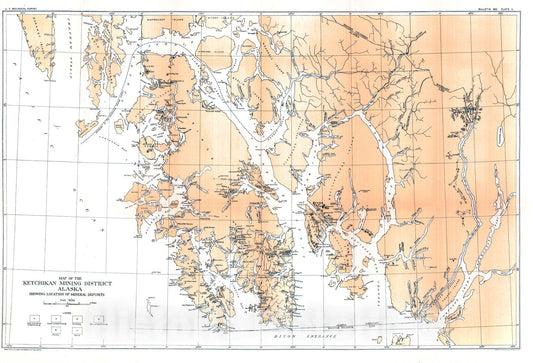 Map : Mining developments in the Ketchikan and Wrangell mining districts, 1918 Cartography Wall Art :