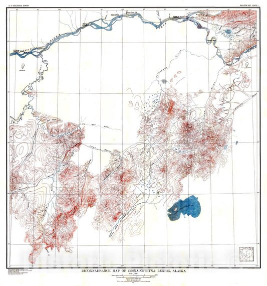 Map : The Cosna - Nowitna region, Alaska, 1918 Cartography Wall Art :