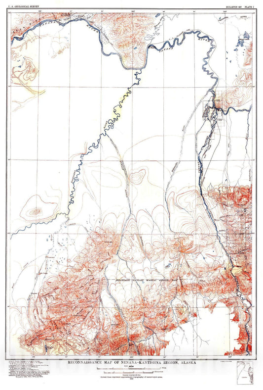 Map : The Kantishna region, Alaska, 1919 Cartography Wall Art :