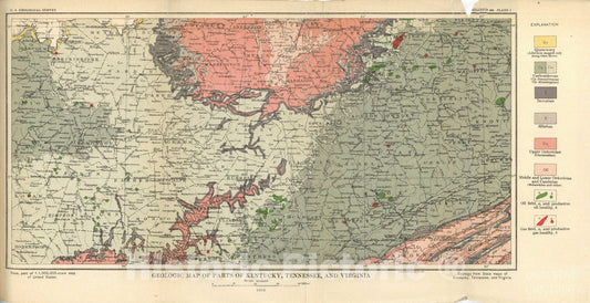 Map : The oil fields of Allen County, Kentucky, with notes on the oil geology of adjoining counties, 1919 Cartography Wall Art :