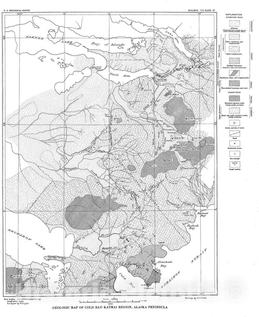 Map : The Cold Bay - Katmai district, 1925 Cartography Wall Art :