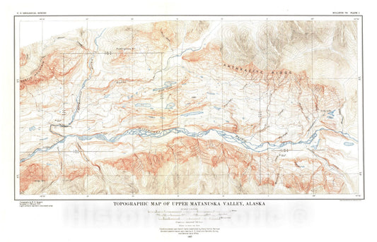 Map : Geology of the upper Matanuska Valley, Alaska, 1927 Cartography Wall Art :