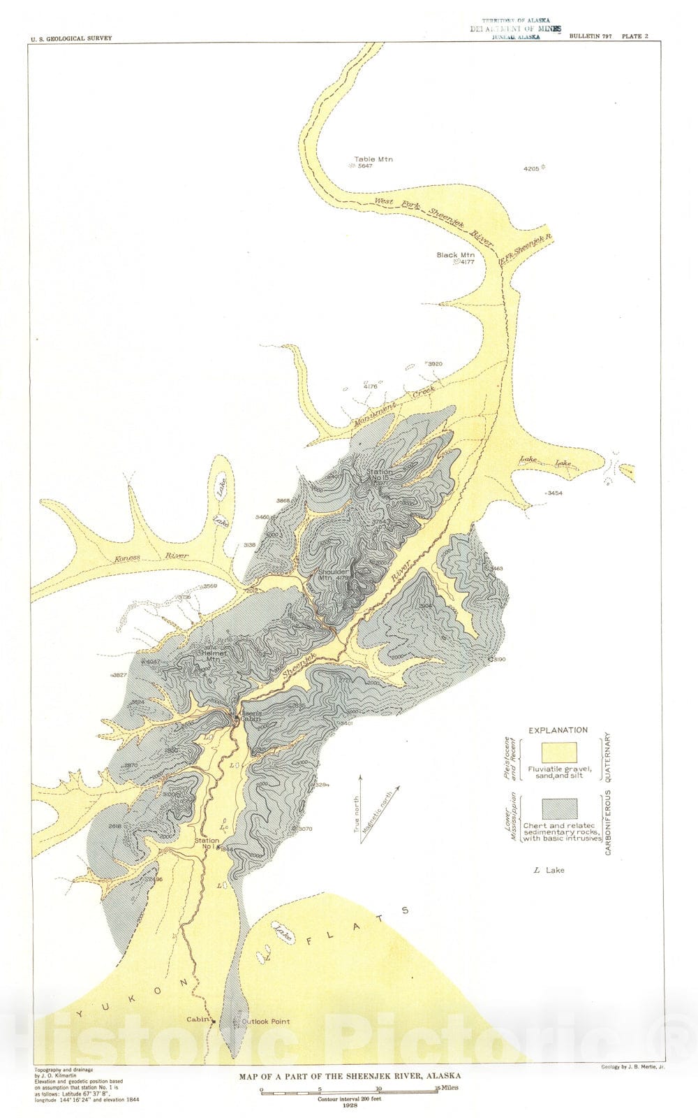 Map : Preliminary report on the Sheenjek River district, 1929 Cartography Wall Art :