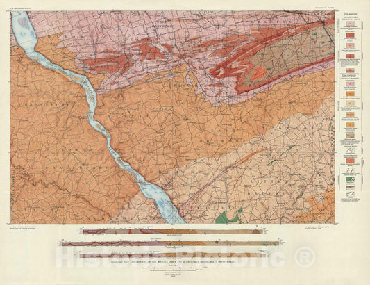 Map : Geology of the McCalls Ferry - Quarryville district, Pennsylvania, 1929 Cartography Wall Art :