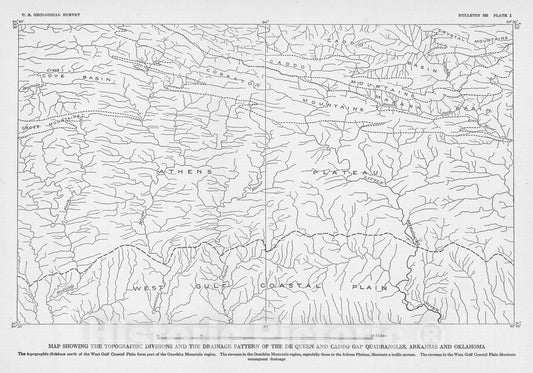 Map : Geology of the De Queen and Caddo Gap quadrangles, Arkansas, 1929 Cartography Wall Art :
