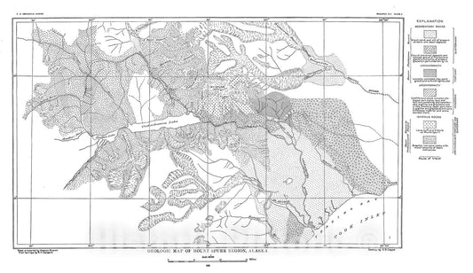Map : The Mount Spurr region, Alaska, 1930 Cartography Wall Art :