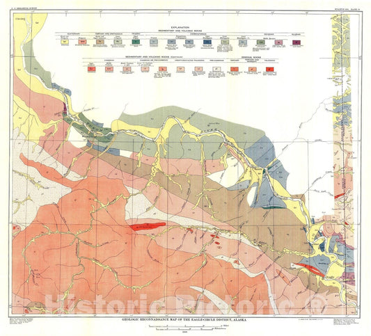 Map : Geology of the Eagle - Circle district, Alaska, 1930 Cartography Wall Art :