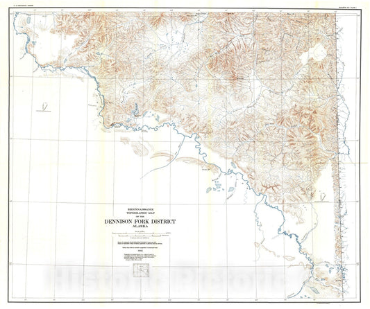 Map : A geologic reconnaissance of the Dennison Fork district, Alaska, 1931 Cartography Wall Art :