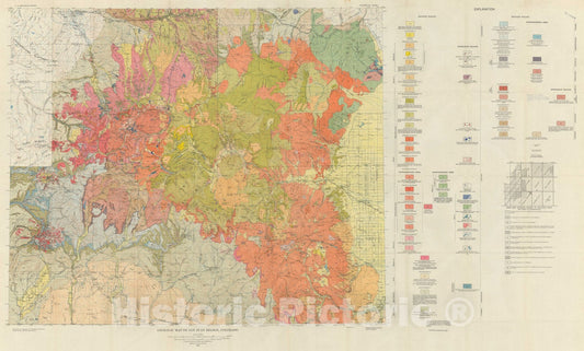 Map : A brief review of the geology of the San Juan region of southwestern Colorado, 1935 Cartography Wall Art :