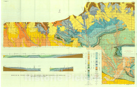 Map : Geology of the Uinta River - Brush Creek area, Duchesne and Uintah Counties, Utah, 1955 Cartography Wall Art :
