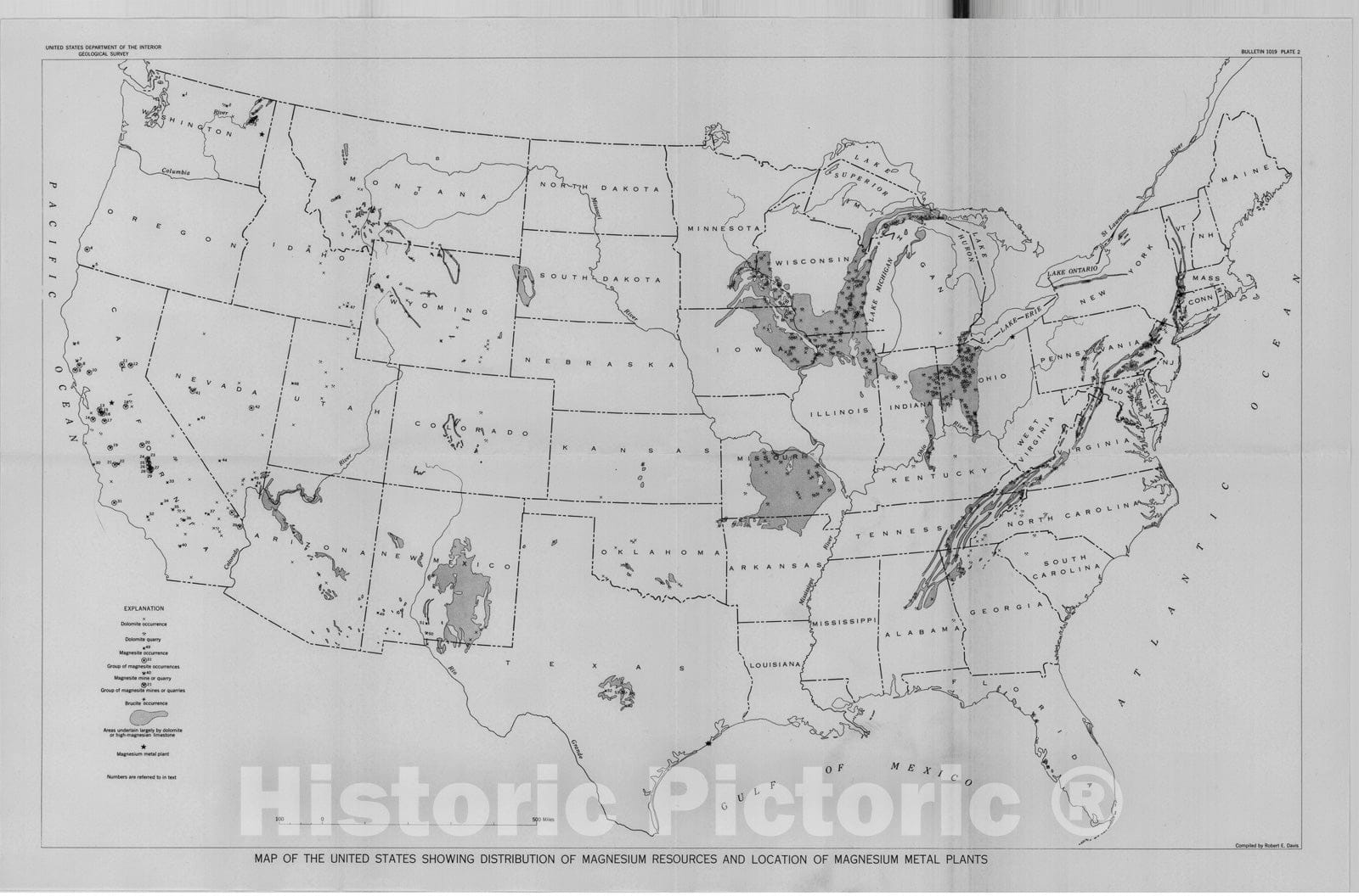 Map : Magnesium resources of the United States - a geologic summary and annotated bibliography to 1953, 1957 Cartography Wall Art :