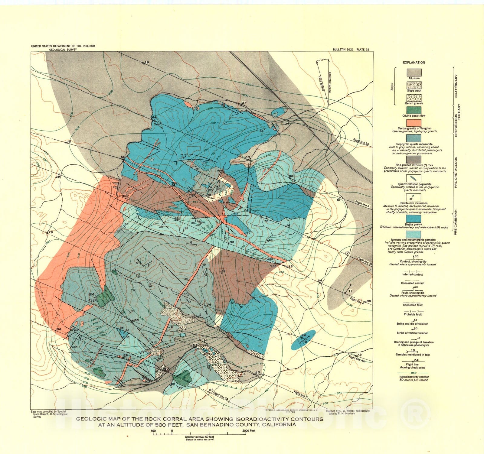 Map : Geologic and airborne radioactivity studies in the Rock Corral area, San Bernardino County, California, 1955 Cartography Wall Art :