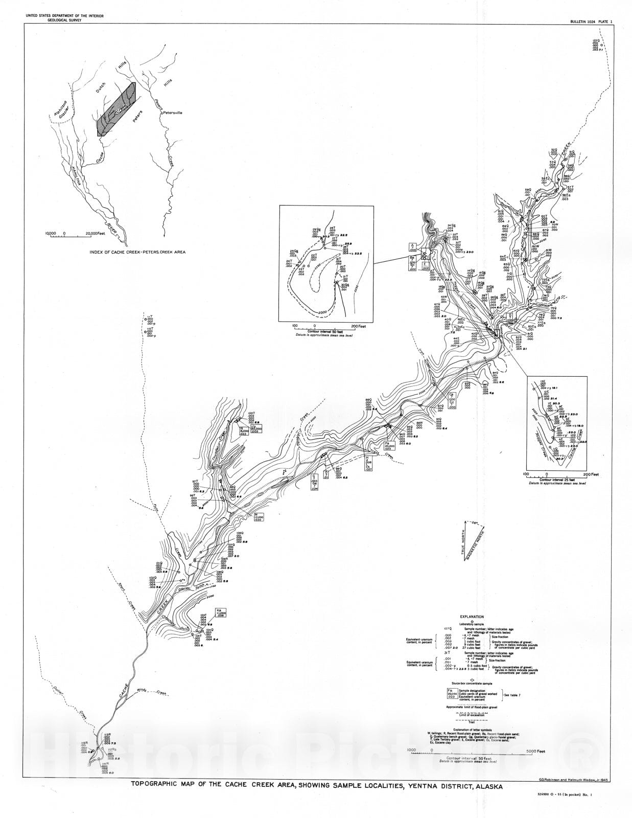 Map : Radioactivity investigations in the Cache Creek area, Yentna district, Alaska, 1945, 1957 Cartography Wall Art :