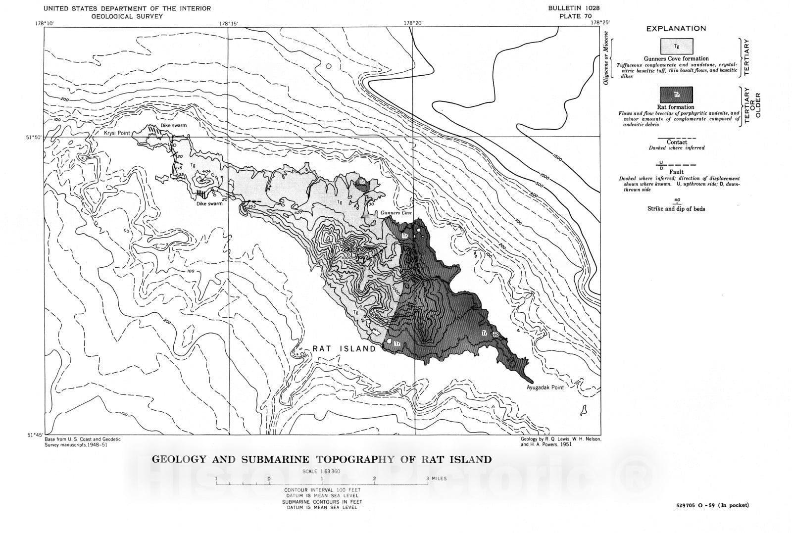 Map : Geology of Rat Island, Aleutian Islands, Alaska, 1960 Cartography Wall Art :