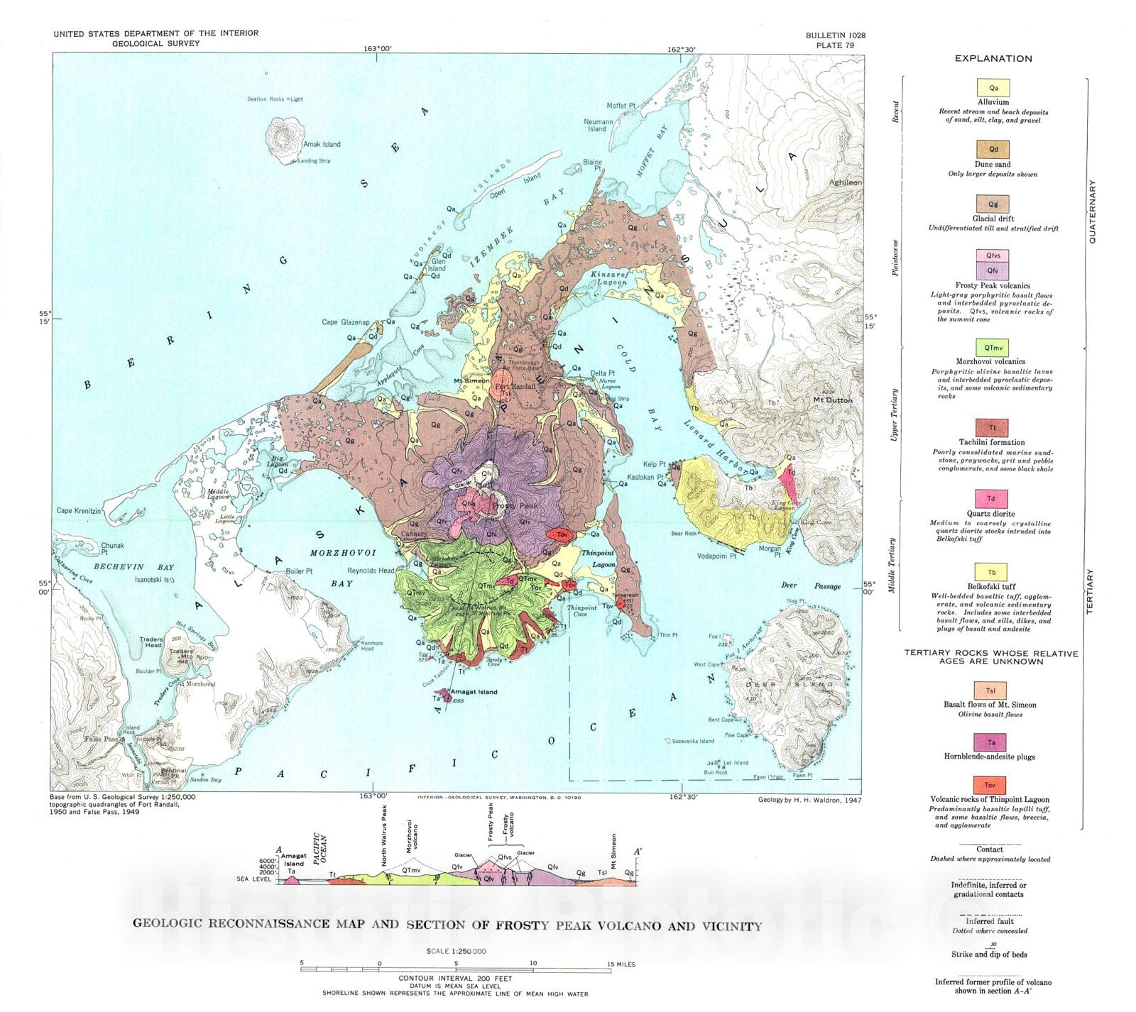 Map : Geologic reconnaissance of Frosty Peak Volcano and vicinity, Alaska, 1961 Cartography Wall Art :